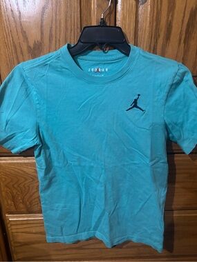 Jordan Teal Short-Sleeve Crewneck with Navy Jumpman